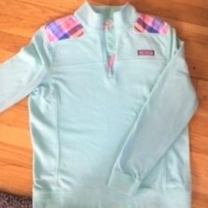 Vineyard Vines Pullover with Plaid Shoulders